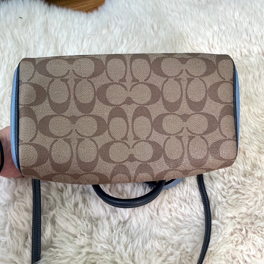 Coach Mini Bennett Satchel in Colorblock Signature Coated Canvas Midnight Pool - Picture 11 of 15